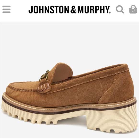 Johnston & Murphy Emmalynn Cognac Suede Loafers with Metal Horsebit - Picture 5 of 16